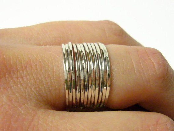 Sterling silver ring set layering rings Sterling silver stacking rings thin stacking ring stackable rings