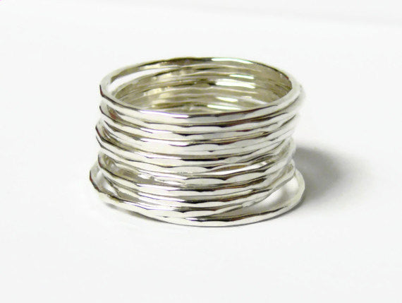 Sterling silver ring set layering rings Sterling silver stacking rings thin stacking ring stackable rings