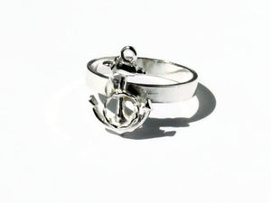 Nautical jewelry, Sterling silver anchor ring silver stacking ring rope ring sterling silver ring