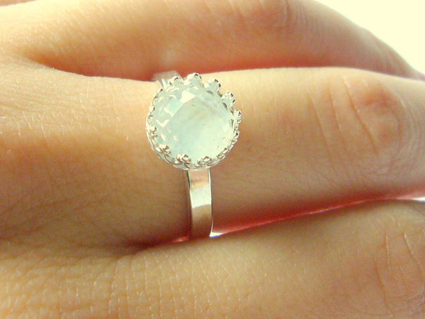 Moonstone engagement ring promise ring faceted rainbow moonstone ring alternative engagement ring sterling silver ring