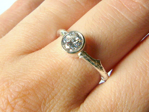 sterling silver twig engagement ring