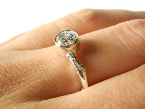 sterling silver tree branch promise ring