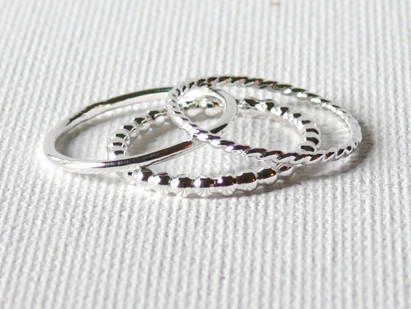 set of 3 sterling silver stack rings
