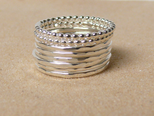 Stacking rings • Silver layering rings • Sterling silver stacking rings • Silver beaded ring • Stackable rings • Stacker rings