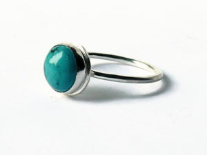 Silver turquoise ring, stone ring, sterling silver ring, stacking gemstone ring, turquoise jewelry
