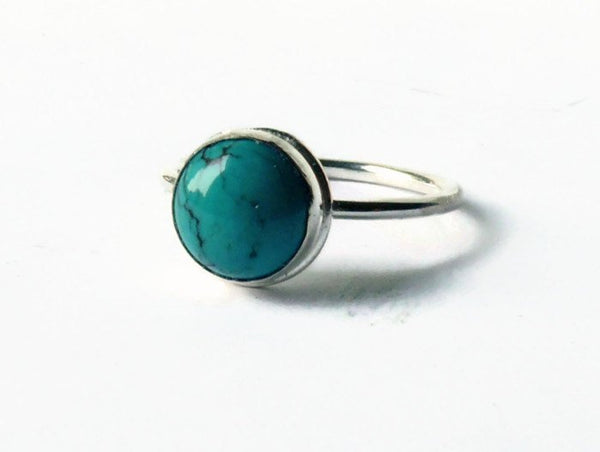 Silver turquoise ring, stone ring, sterling silver ring, stacking gemstone ring, turquoise jewelry