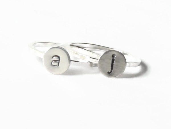 Personalized ring Silver stacking ring Silver monogram ring lowercase initial ring sterling silver ring