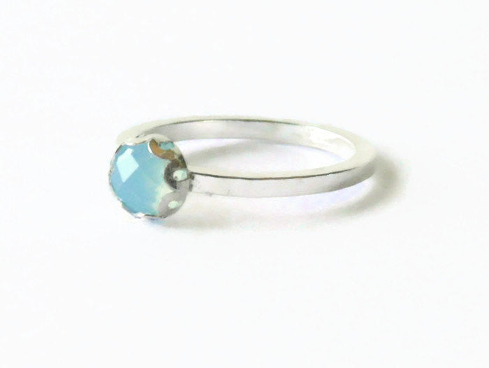 Aqua chalcedony sterling silver ring