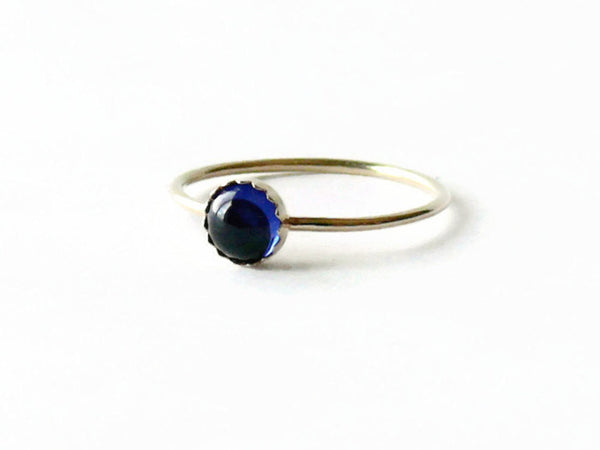 solid 14k yellow gold gemstone ring with sapphire