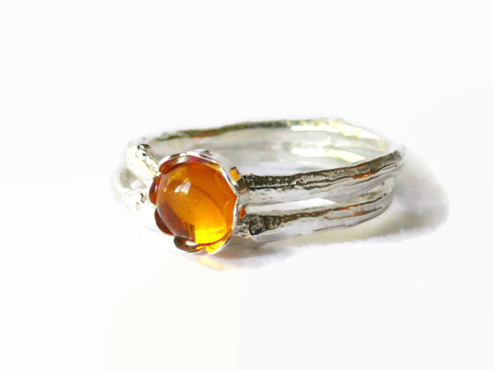 Silver Amber ring sterling silver twig ring set natural stone ring sterling silver ring Silver branch ring