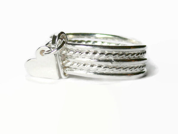 sterling silver attached stacking ring set