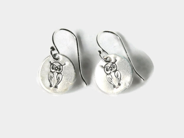 Sterling Silver owl earrings Sterling silver earrings tiny dangle earrings drop earring Etsy jewelry
