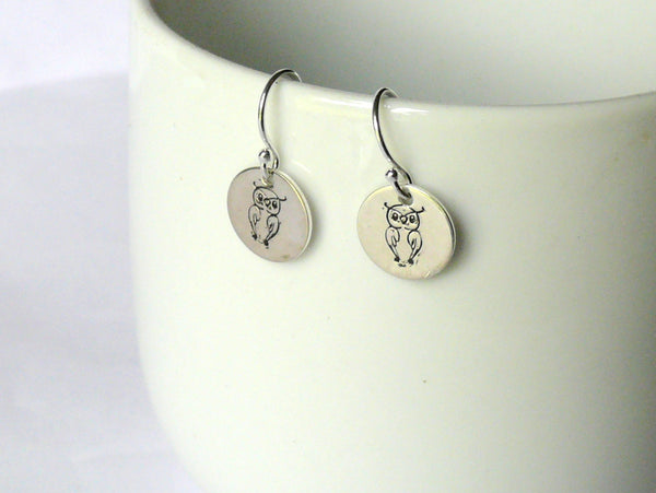 Sterling Silver owl earrings Sterling silver earrings tiny dangle earrings drop earring Etsy jewelry