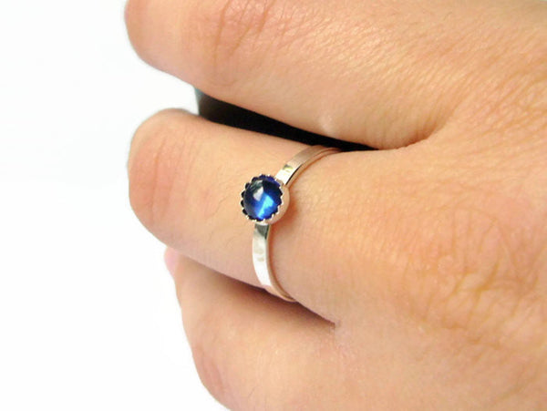 Sterling silver sapphire ring saphire jewelry blue sapphire gemstone stack ring