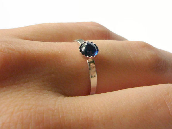 Sterling silver sapphire ring saphire jewelry blue sapphire gemstone stack ring