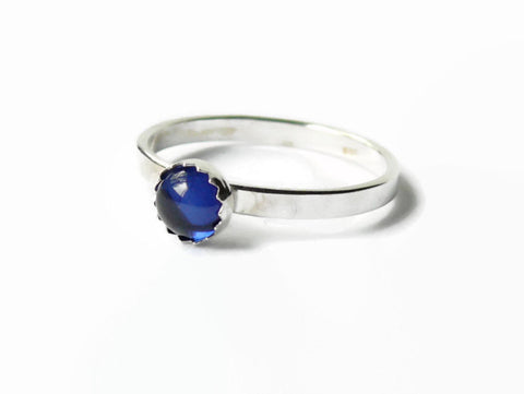 Sterling silver sapphire ring saphire jewelry blue sapphire gemstone stack ring