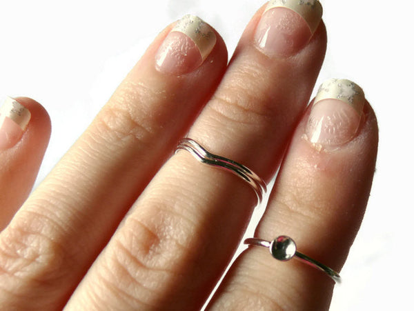 set of 3 silver knuckle rings