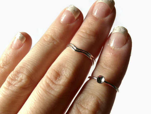 sterling silver chevron midi rings