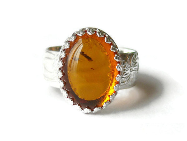 Sterling silver Amber ring silver statement ring silver gemstone ring sterling silver ring cocktail ring unique silver rings for women