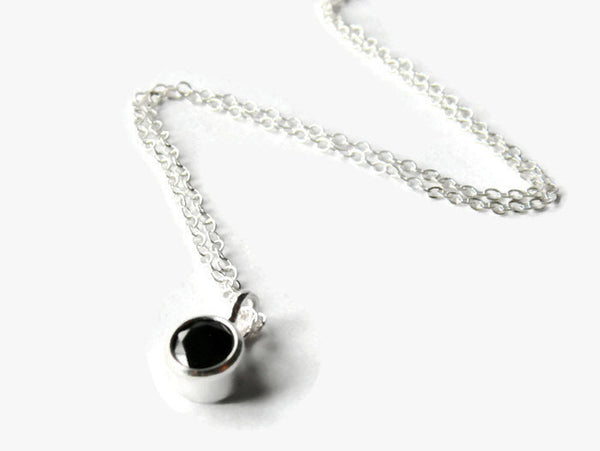 black CZ solitaire layering necklace