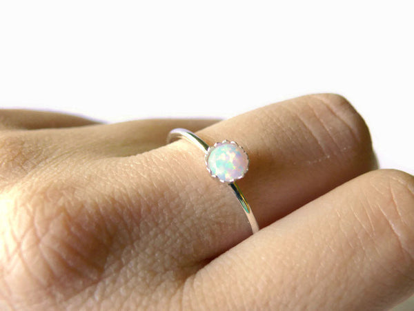 Simulated Opal Stacking Ring | .925 Sterling Silver