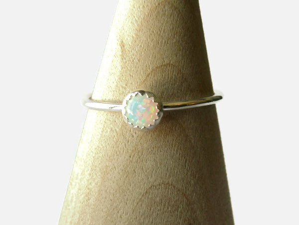Simulated Opal Stacking Ring | .925 Sterling Silver