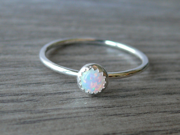 Simulated Opal Stacking Ring | .925 Sterling Silver