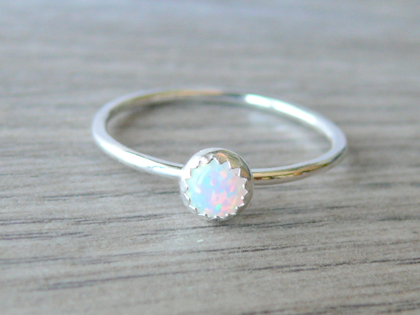 Simulated Opal Stacking Ring | .925 Sterling Silver