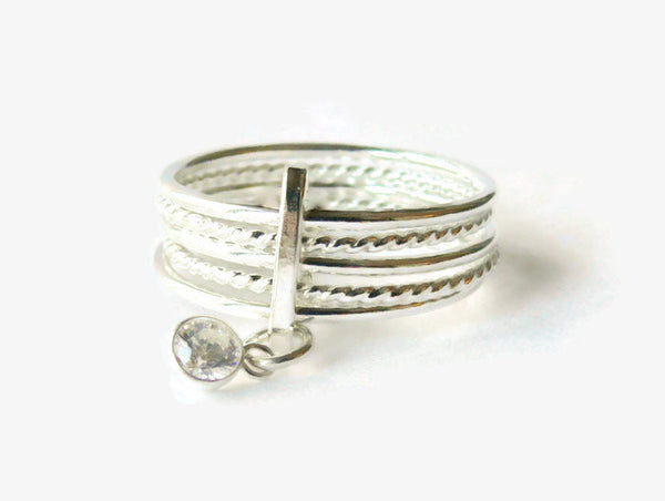 sterling silver attached stacking rings