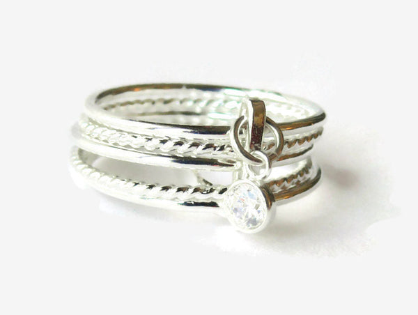 sterling silver cubic zirconia stacking rings