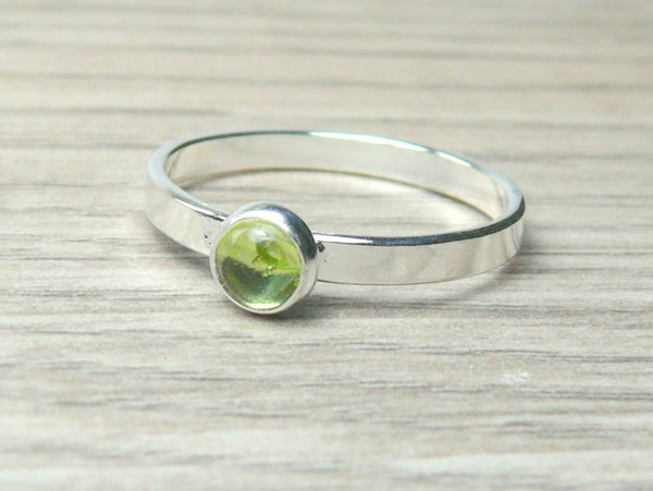 Sterling peridot ring sterling silver stacking ring stackable gemstone ring