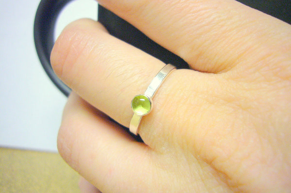 Sterling peridot ring sterling silver stacking ring stackable gemstone ring