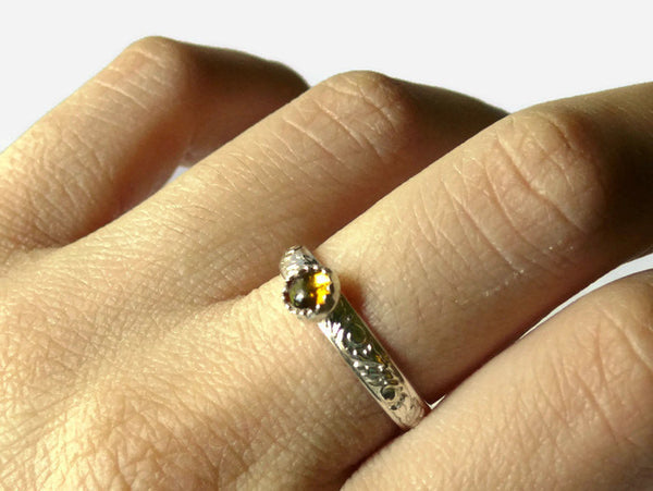 Sterling silver amber ring sterling silver ring sterling silver stacking ring gemstone stackable ring