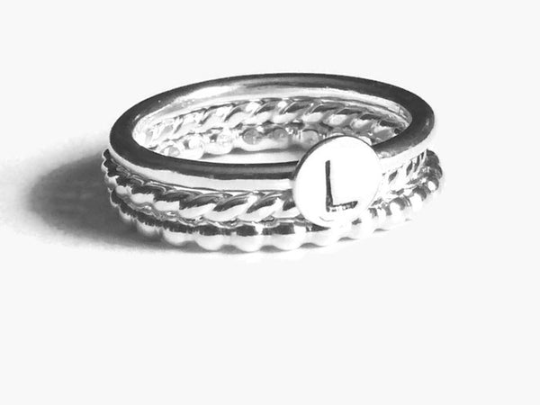 sterling silver initial ring set