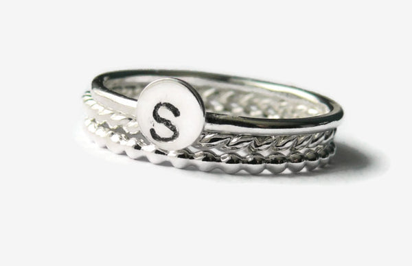 sterling silver monogram ring set