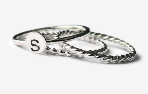 stacking rings personalized with initial S