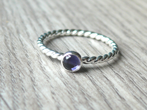 Sterling silver natural iolite ring