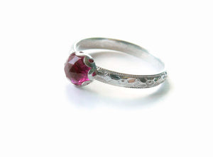 rose cut ruby ring sterling silver