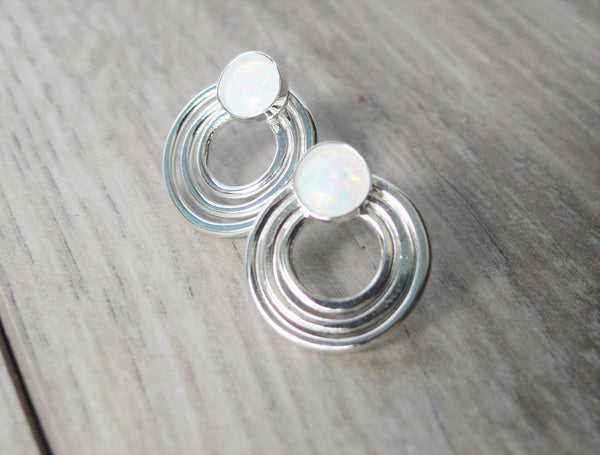 sterling silver opal stud earrings