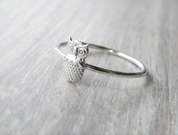 silver owl ring