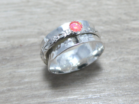 pink opal spinner ring