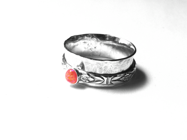 pink opal spinning ring