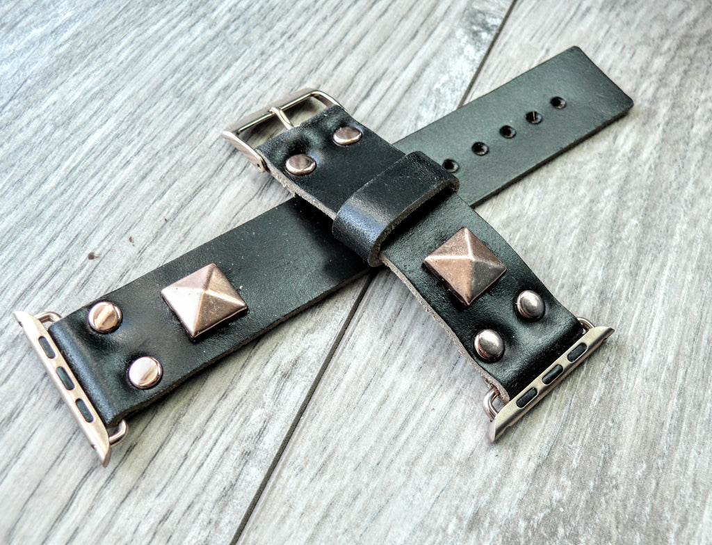 Studded leather sale apple watch band