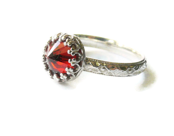 ruby red sterling silver ring