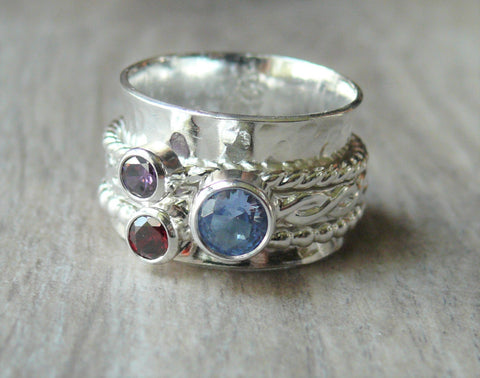 sterling silver birthstone spinner ring