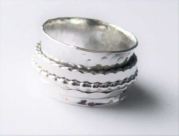 Sterling silver spinner ring • Worry ring for her • Anxiety ring fidget ring • Silver rolling ring thumb ring sterling silver ring