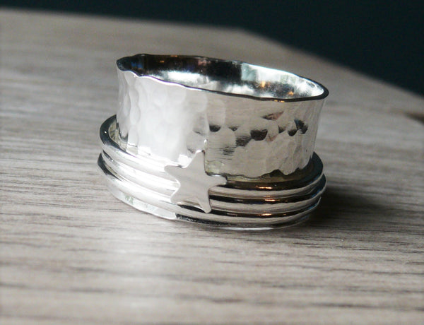 sterling silver anxiety ring with star