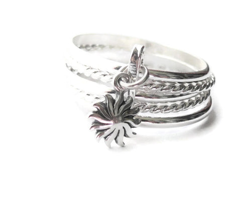 silver sun charm ring