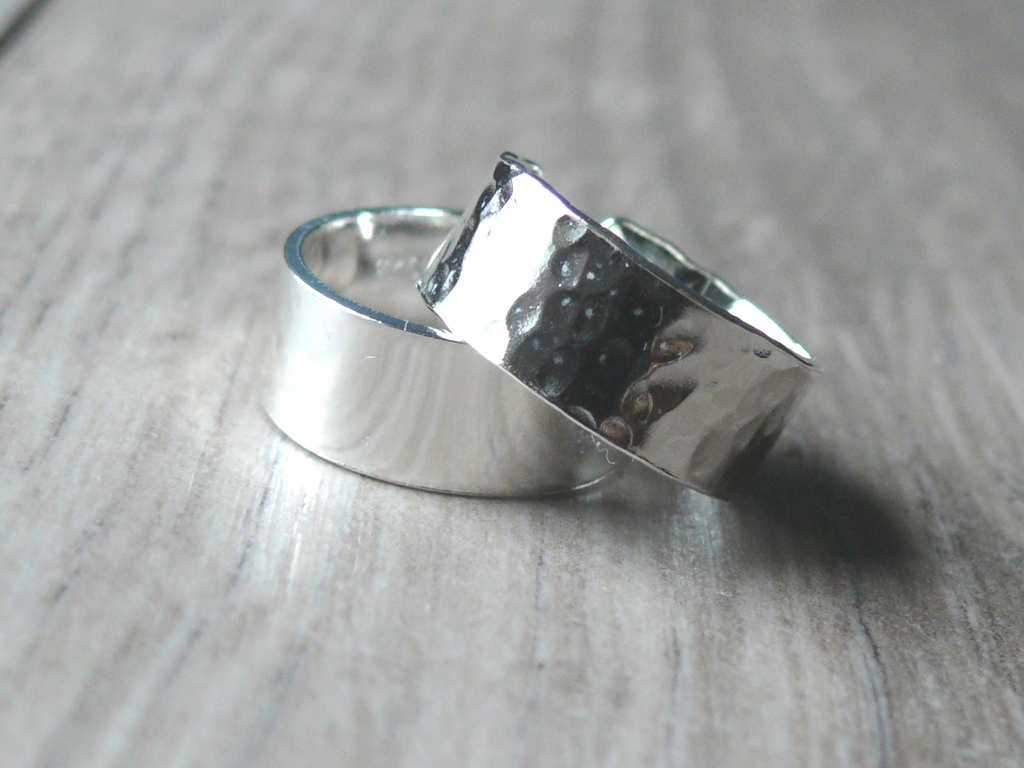 Wide Sterling Silver Toe Ring, Hammered, Adjustable, Thick
