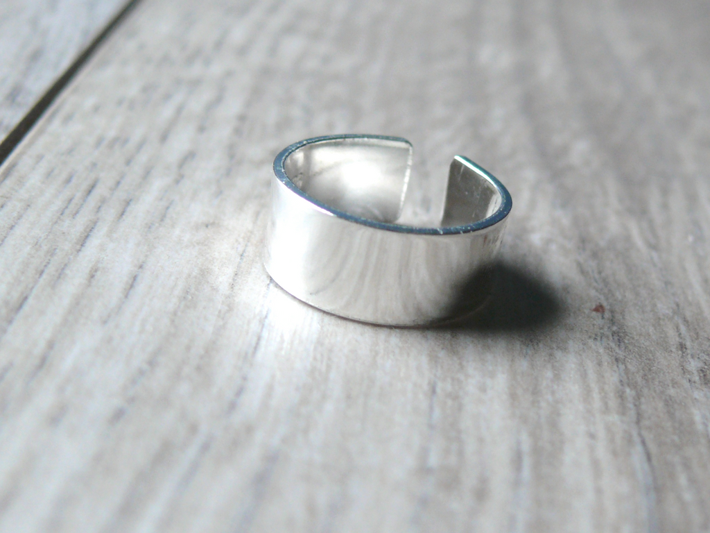 Wide Sterling Silver Toe Ring, Hammered, Adjustable, Thick